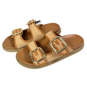 Universal Thread Raffia Double Buckle Slide Sandals - NWT - Women's Size 8